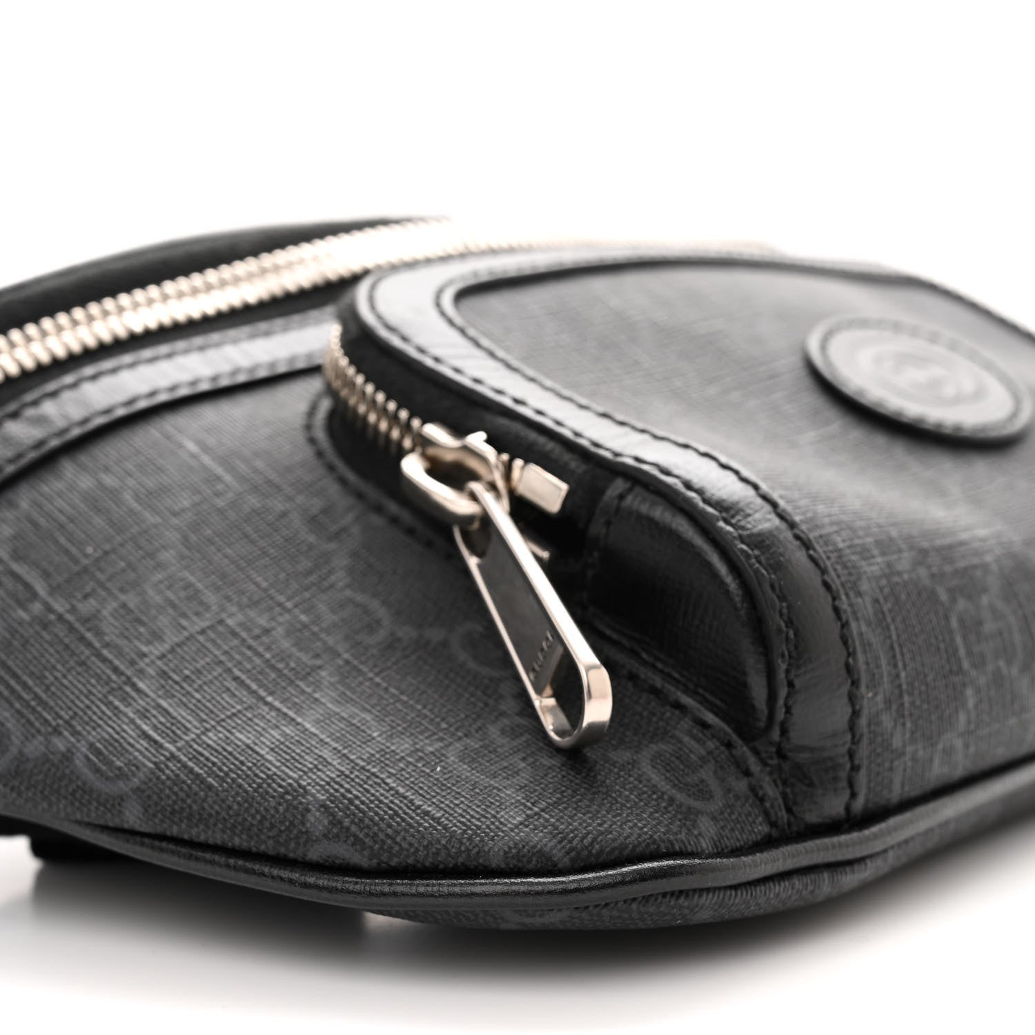 Gucci GG Supreme Monogram Textured Calfskin Retro Interlocking G Belt Bag Black 9 of 14