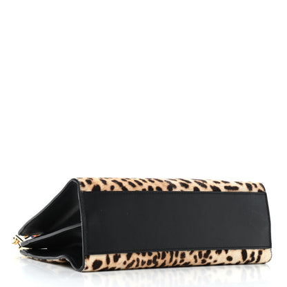 Gucci Calf Hair Bamboo Web Leopard Print Small Nymphaea Top Handle Bag Black 4 of 12