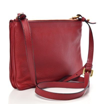 Prada Vitello Phenix Double Zip Crossbody Bag Scarlatto 3 of 10