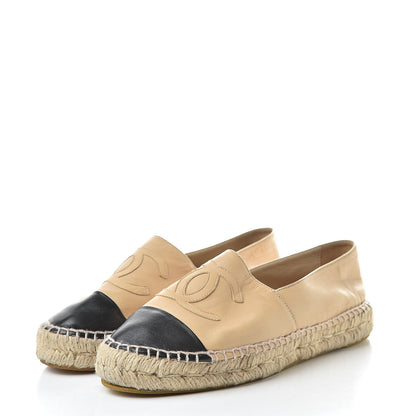 Chanel Lambskin CC Espadrilles 40 Beige Black 3 of 14