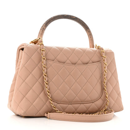 Chanel Caviar Lizard Embossed Quilted Small Coco Handle Flap Beige 2 of 10