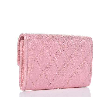 Chanel Iridescent Caviar Quilted Flap Card Holder Rose Pink 3 of 9