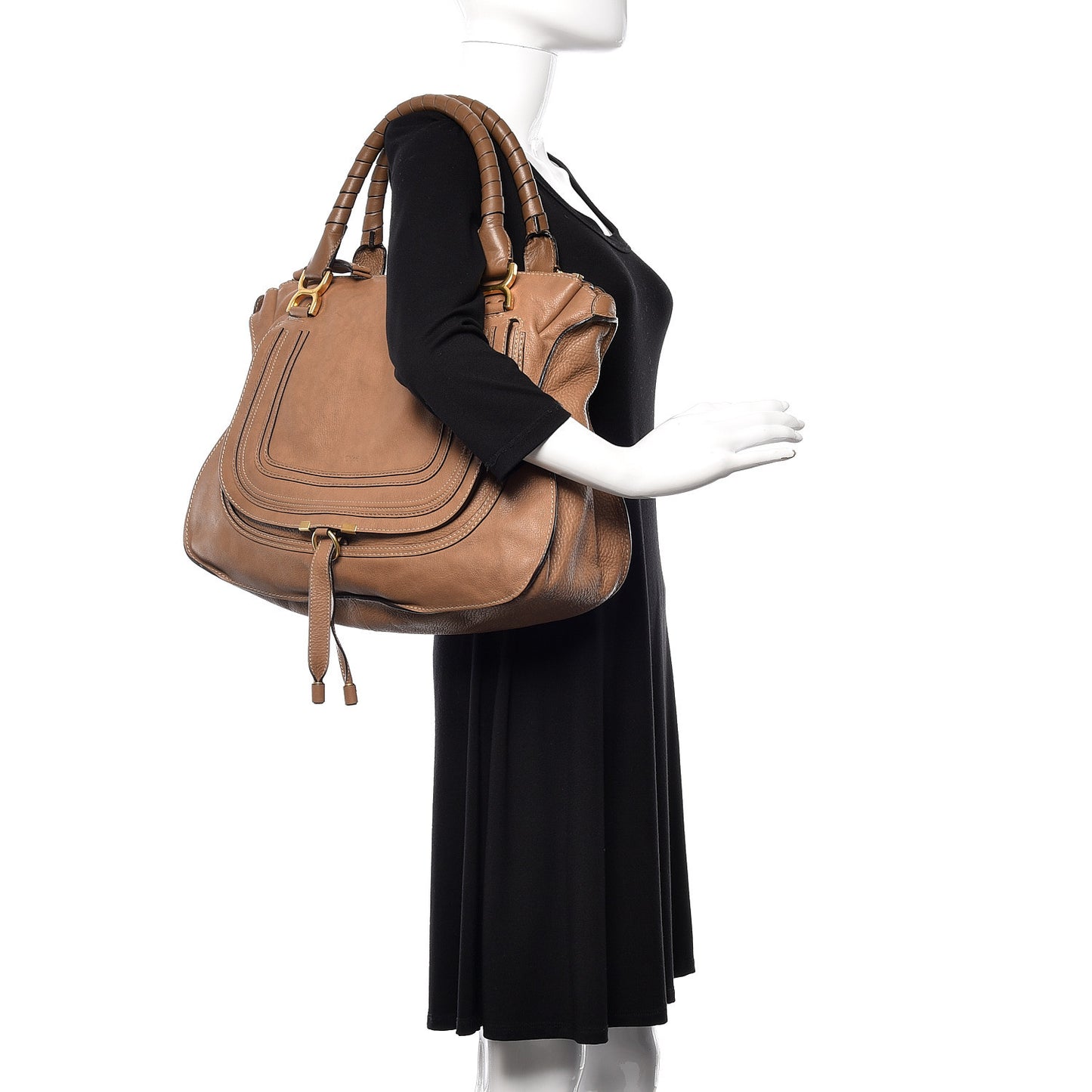 Calfskin Large Marcie Satchel Nut