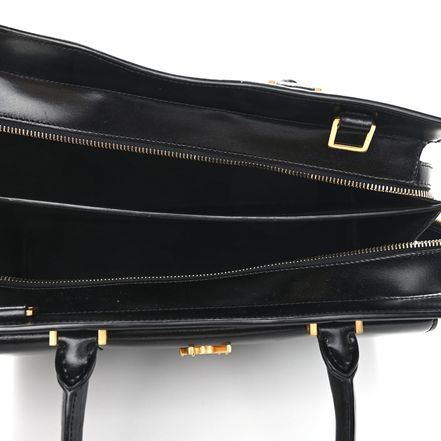 Shiny Calfskin Medium Uptown Tote Black