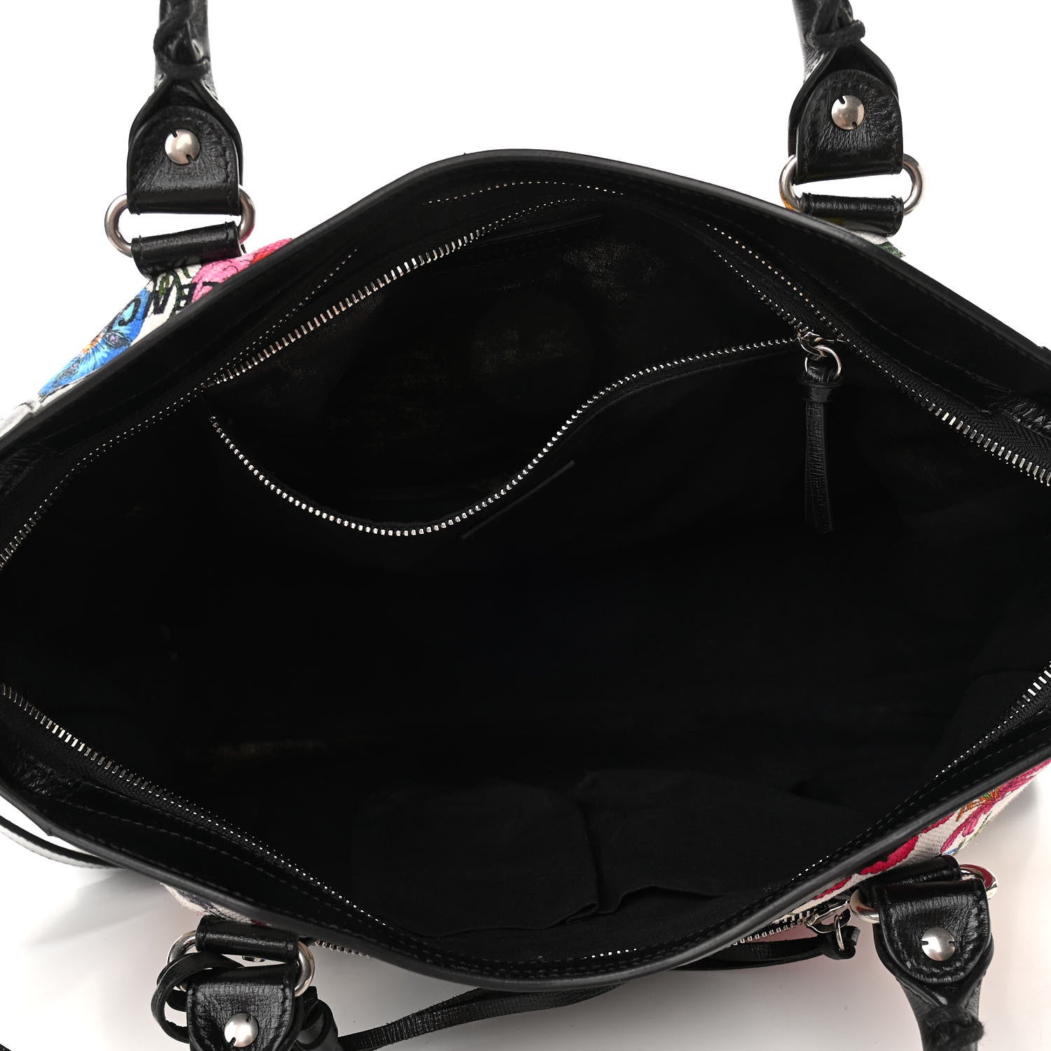 Balenciaga X GUCCI Canvas Azalea Calfskin Flora Logo Print Neo Classic Silver Hardware Medium City White Multicolor Black 7 of 12