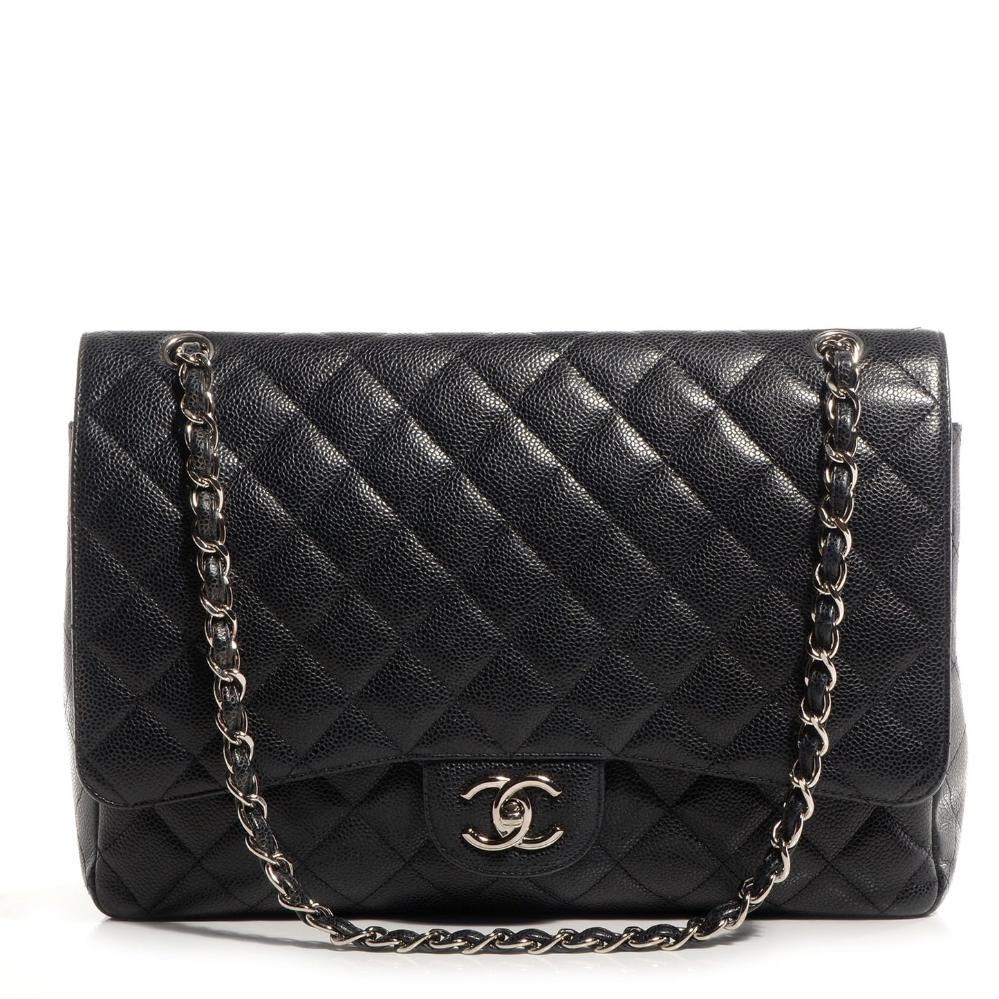 Caviar Quilted Maxi Double Flap Black