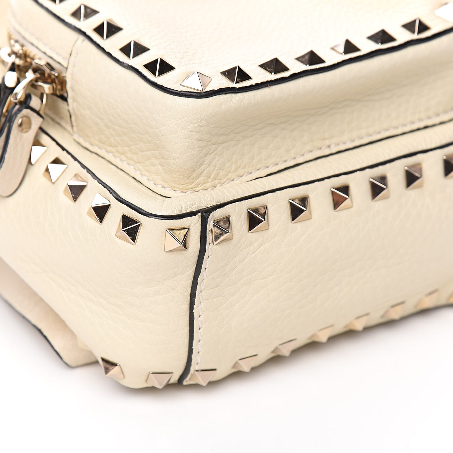 Pebbled Calfskin Mini Rockstud Backpack Ivory