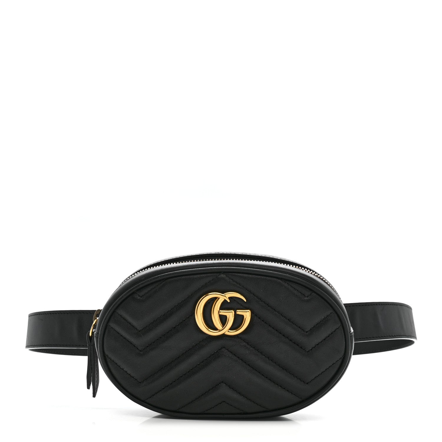 Gucci Calfskin Matelasse GG Marmont Belt Bag 85 34 Black 1 of 20