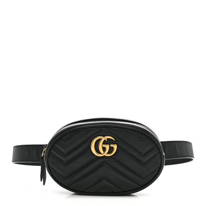 Gucci Calfskin Matelasse GG Marmont Belt Bag 85 34 Black 1 of 20