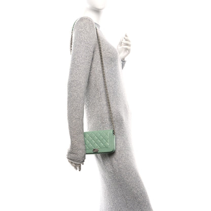 Chanel Caviar Quilted Boy Phone Holder Wallet On Chain Green 2 of 13