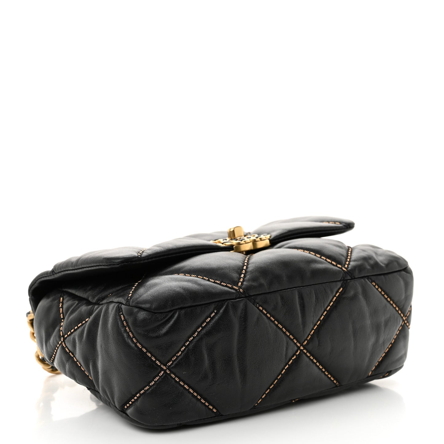 Lambskin Chain Quilted Medium Chanel 19 Flap Black
