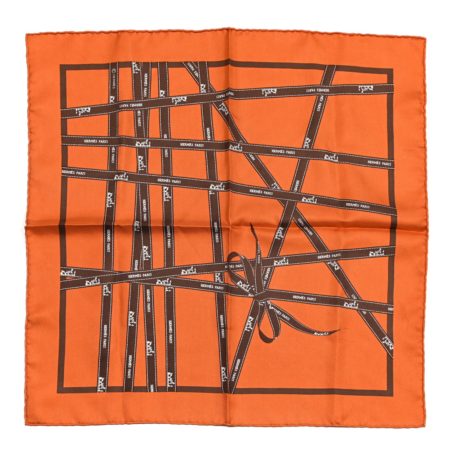 Hermes Silk Bolduc Pocket Square Scarf 1 of 4