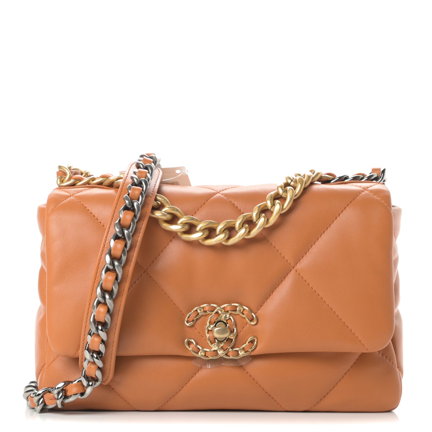 Chanel Lambskin Quilted Medium Chanel 19 Flap Light Brown 1 of 11