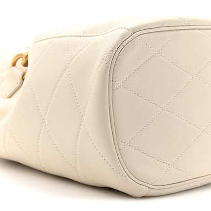 Saint Laurent Lambskin Quilted Le Maillon Bucket Bag Crema Soft 10 of 17