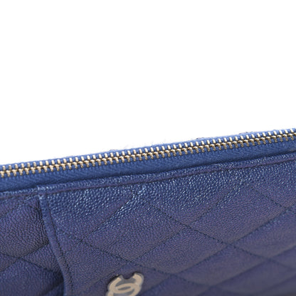 Chanel Iridescent Caviar Quilted Classic Flat Wallet Pouch Dark Blue 8 of 11
