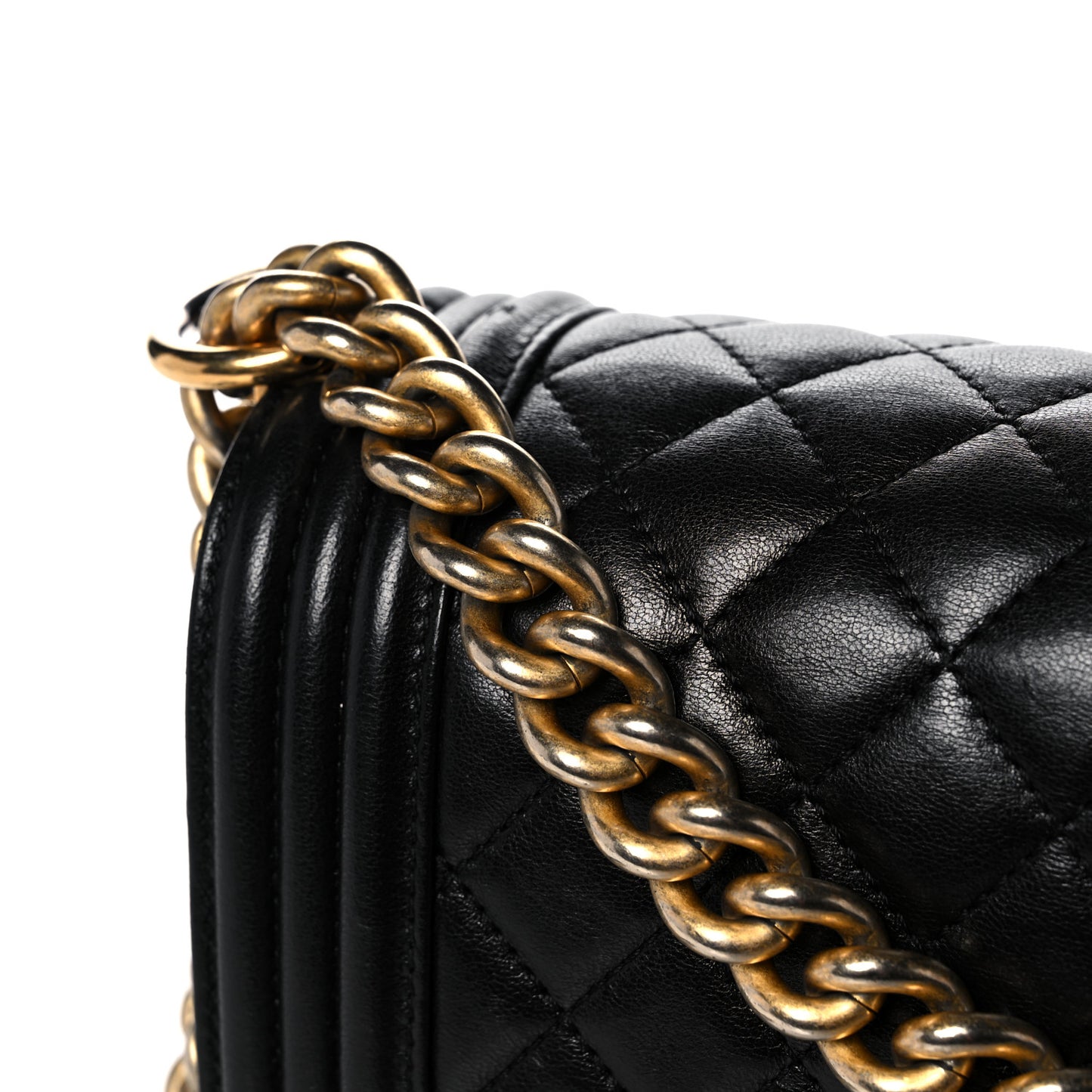 Lambskin Quilted New Medium Boy Flap Black