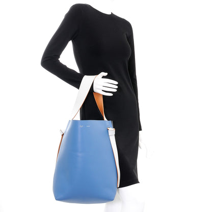 Celine Shiny Smooth Calfskin Small Twisted Cabas Washed Blue Black 2 of 10