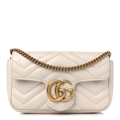 Gucci Calfskin Matelasse Super Mini GG Marmont Shoulder Bag White 1 of 11