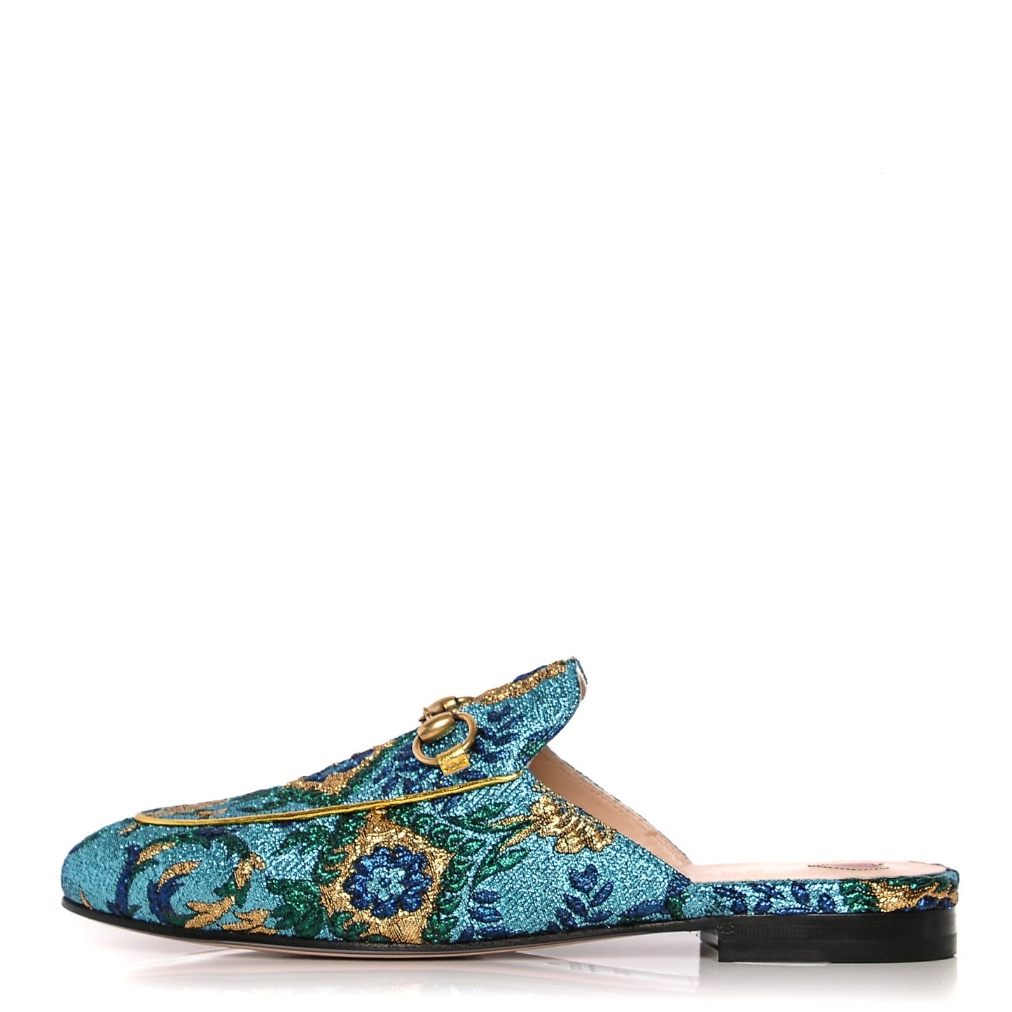 Iridescent Brocade Womens Princetown Slippers 36.5 Azure Multicolor Oro