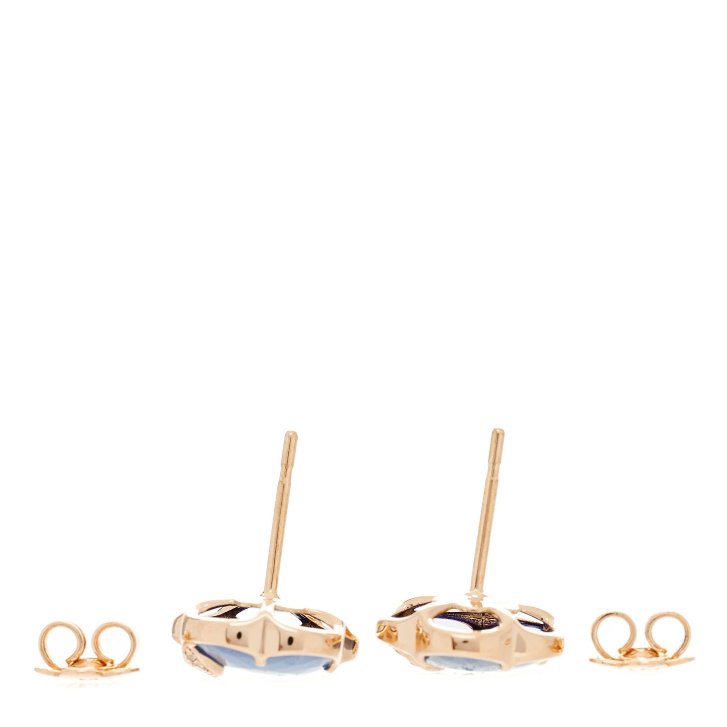 18K Rose Gold Diamond Lapis White Agate Doublet Petit Joli Earrings