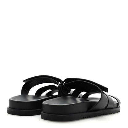 Hermes Calfskin Womens Chypre Sandals 38.5 Black 4 of 7