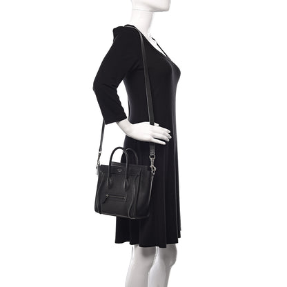 Celine Drummed Calfskin Nano Luggage Black 2 of 9