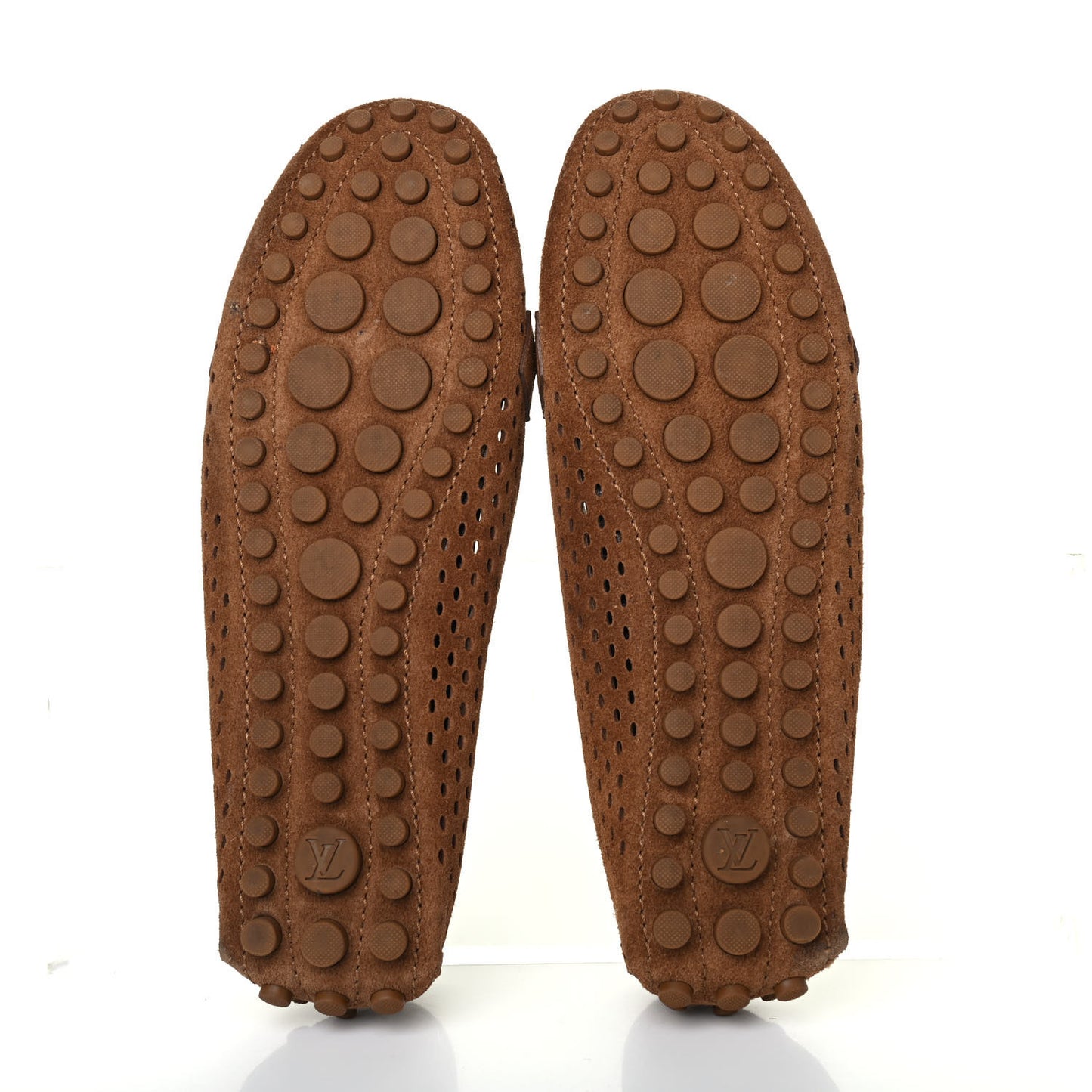 Suede Perforated Moccasin Loafers 37 Brown