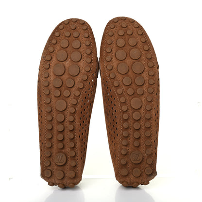 Louis Vuitton Suede Perforated Moccasin Loafers 37 Brown 4 of 4