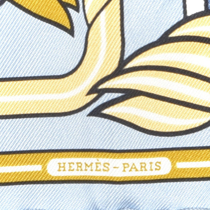 Hermes Silk Quadrige II Nano Scarf 20 Bleu Ciel Gold Bleu Jean 2 of 3