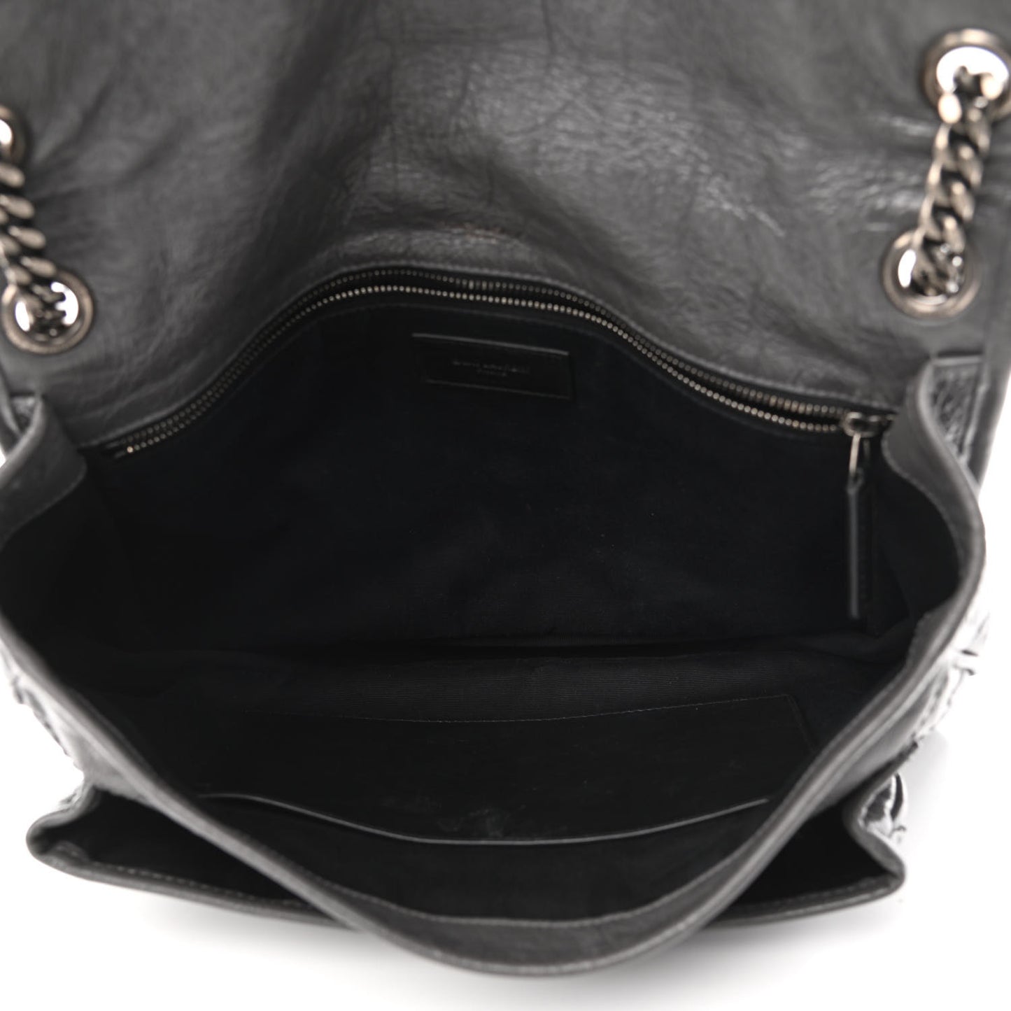 Crinkled Calfskin Matelasse Monogram Large Niki Chain Satchel Storm
