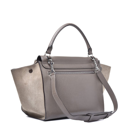 Celine Drummed Calfskin Suede Medium Trapeze Souris 3 of 10