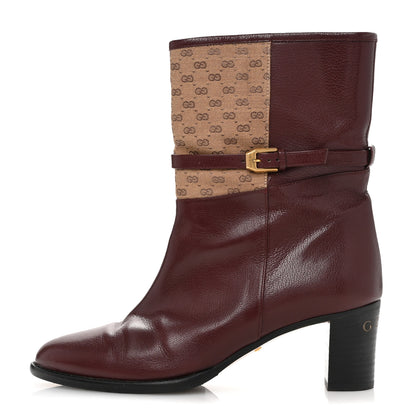 Gucci Monogram GG Mignon Quentin Granada Kid Ankle Boots 37.5 Vintage Bordeaux Dusty Brown 1 of 11