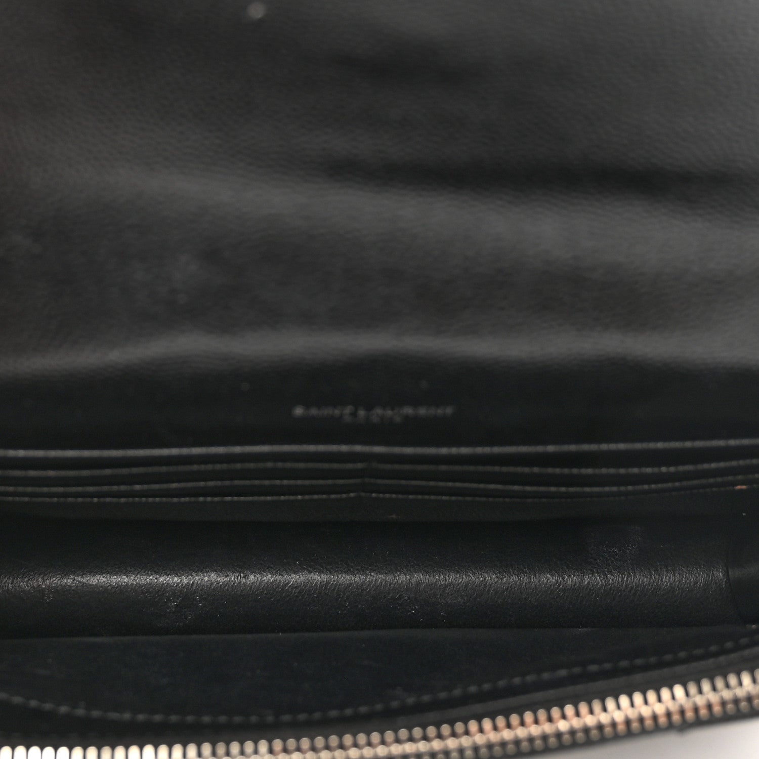 Saint Laurent Grain De Poudre Matelasse Chevron Monogram Envelope Chain Wallet Black 6 of 9