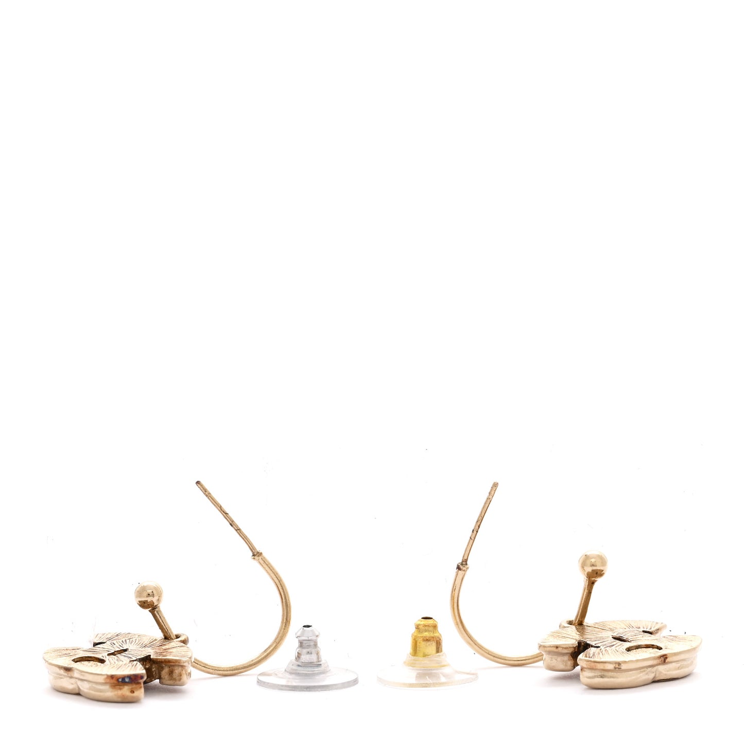 Enamel CC Drop Earrings Gold Red
