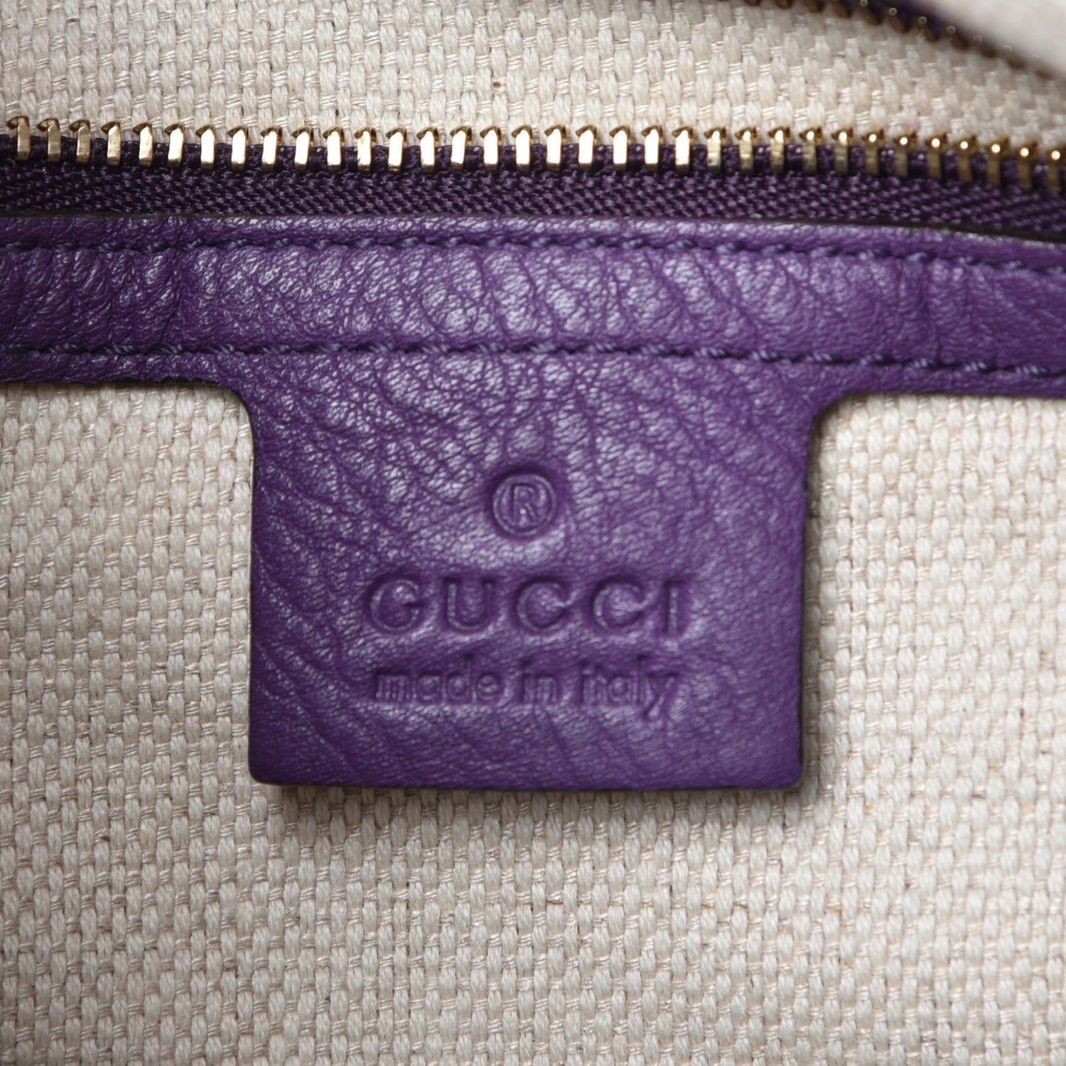 Gucci Pebbled Calfskin Medium Soho Shoulder Bag Shine Purple 6 of 7