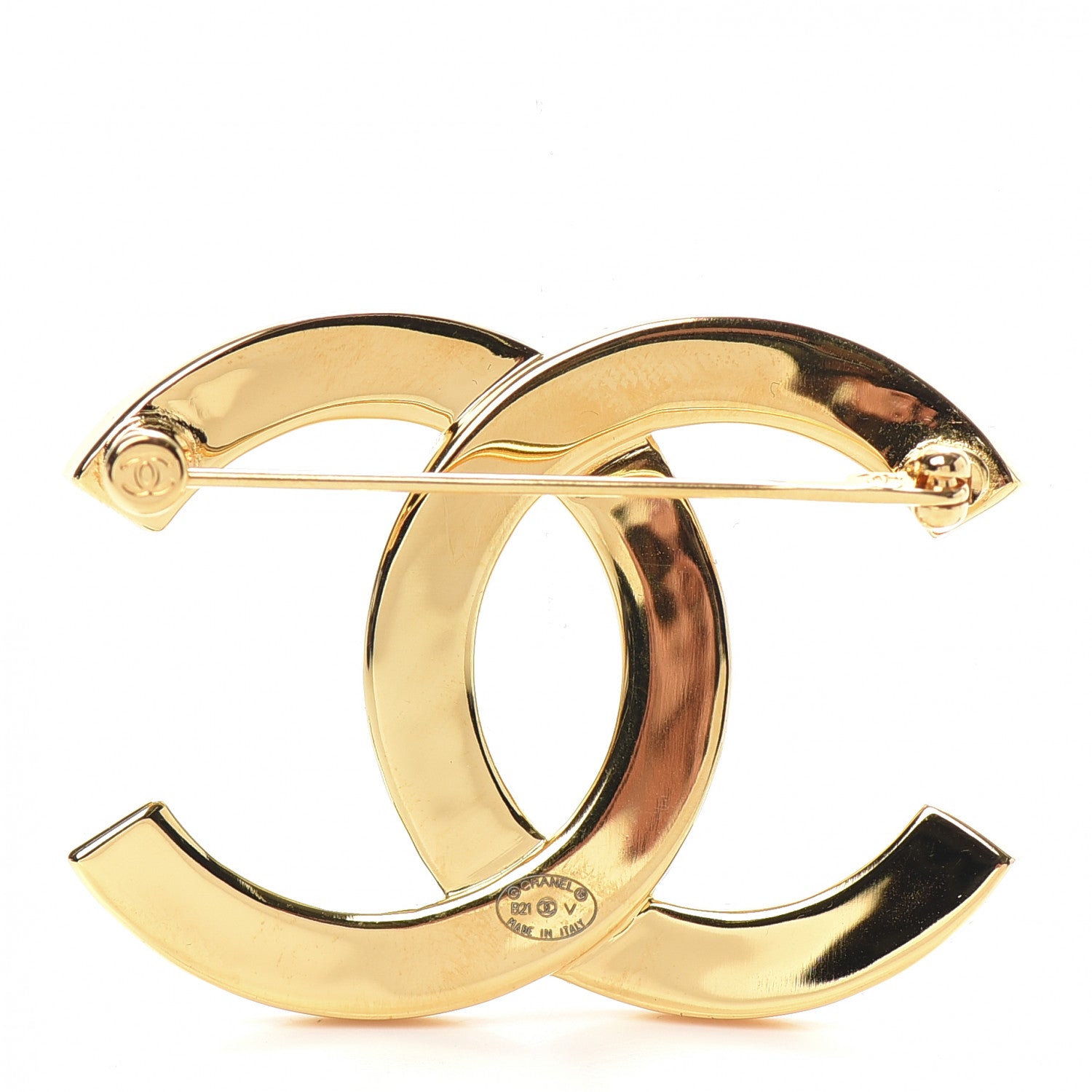 Chanel Metal Paris Button CC Large Brooch Gold 3 of 5
