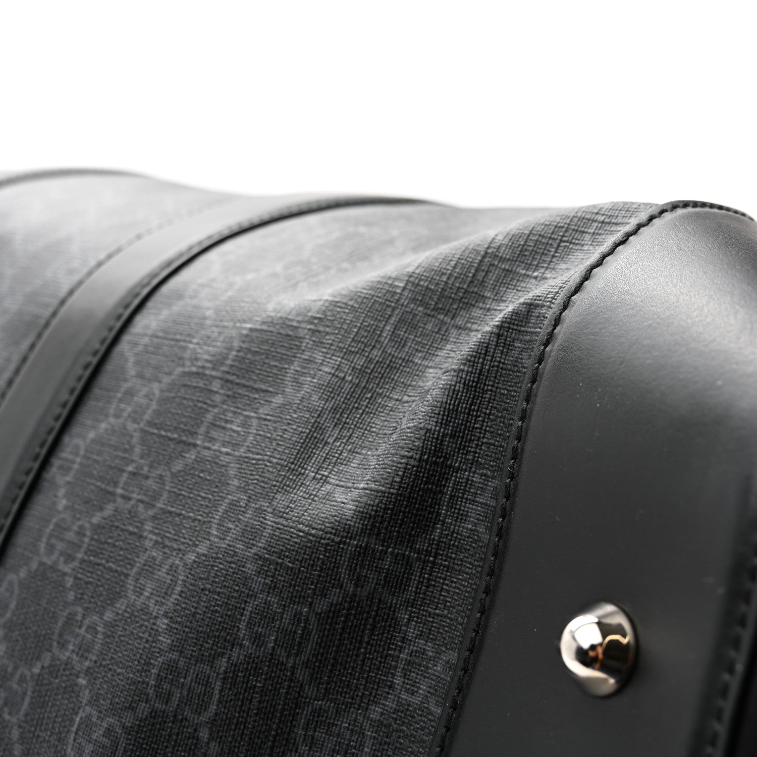 Gucci Soft GG Supreme Monogram Appia Calfskin Web Large Carry On Duffle Bag Black Grey 14 of 14