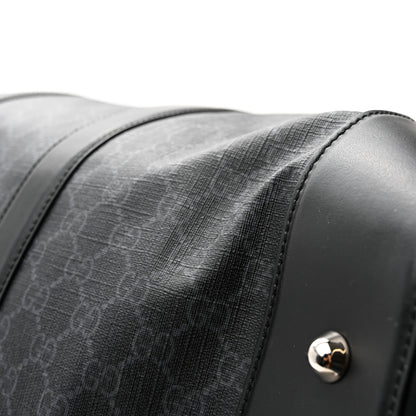 Gucci Soft GG Supreme Monogram Appia Calfskin Web Large Carry On Duffle Bag Black Grey 14 of 14