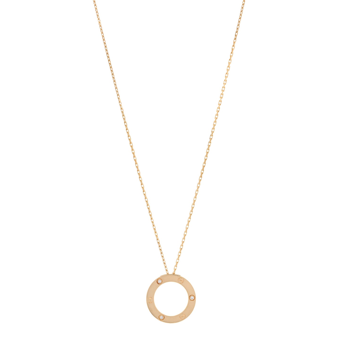 18K Yellow Gold 3 Diamonds LOVE Pendant Necklace