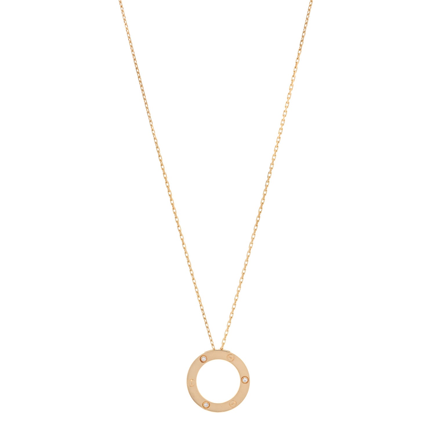 Cartier 18K Yellow Gold 3 Diamonds LOVE Pendant Necklace 1 of 6