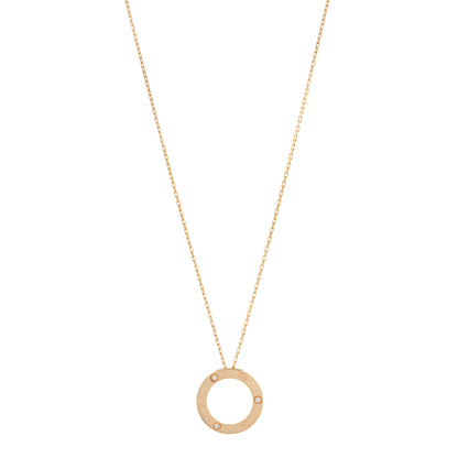 Cartier 18K Yellow Gold 3 Diamonds LOVE Pendant Necklace 1 of 6