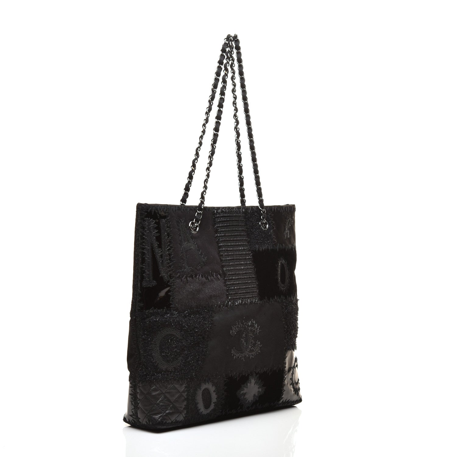 Chanel Tweed Patchwork Tote Black 3 of 9