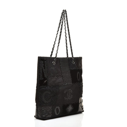 Chanel Tweed Patchwork Tote Black 3 of 9