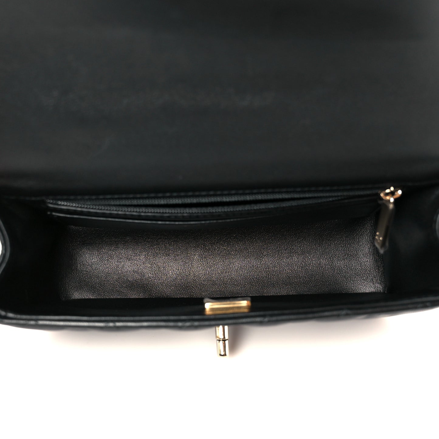 Lambskin Quilted Mini Top Handle Rectangular Flap Black