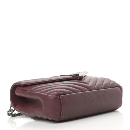Saint Laurent Sheepskin Matelasse Chevron Monogram Medium College Bag Rouge Legion 4 of 14