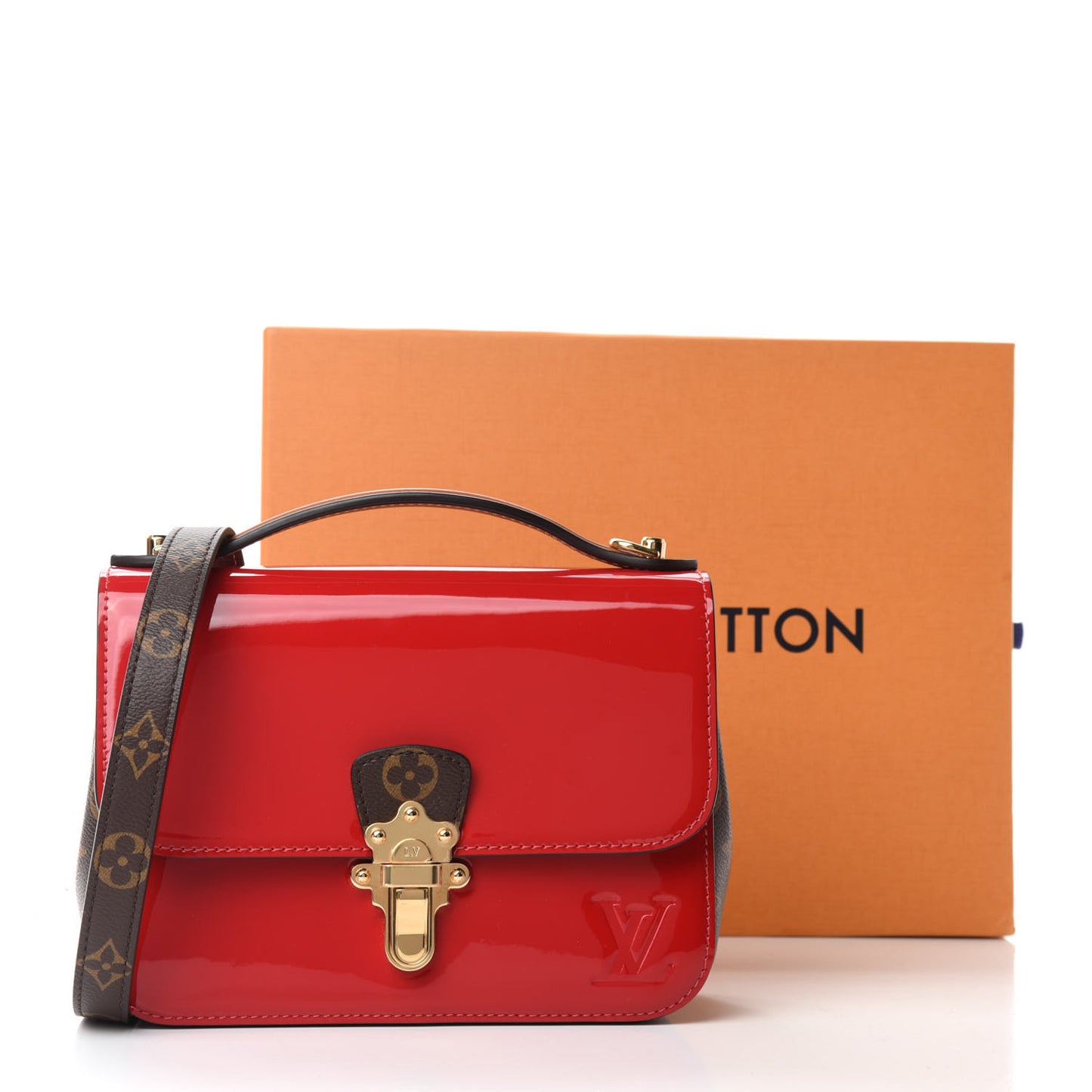 Patent Calfskin Monogram Cherrywood BB Scarlet