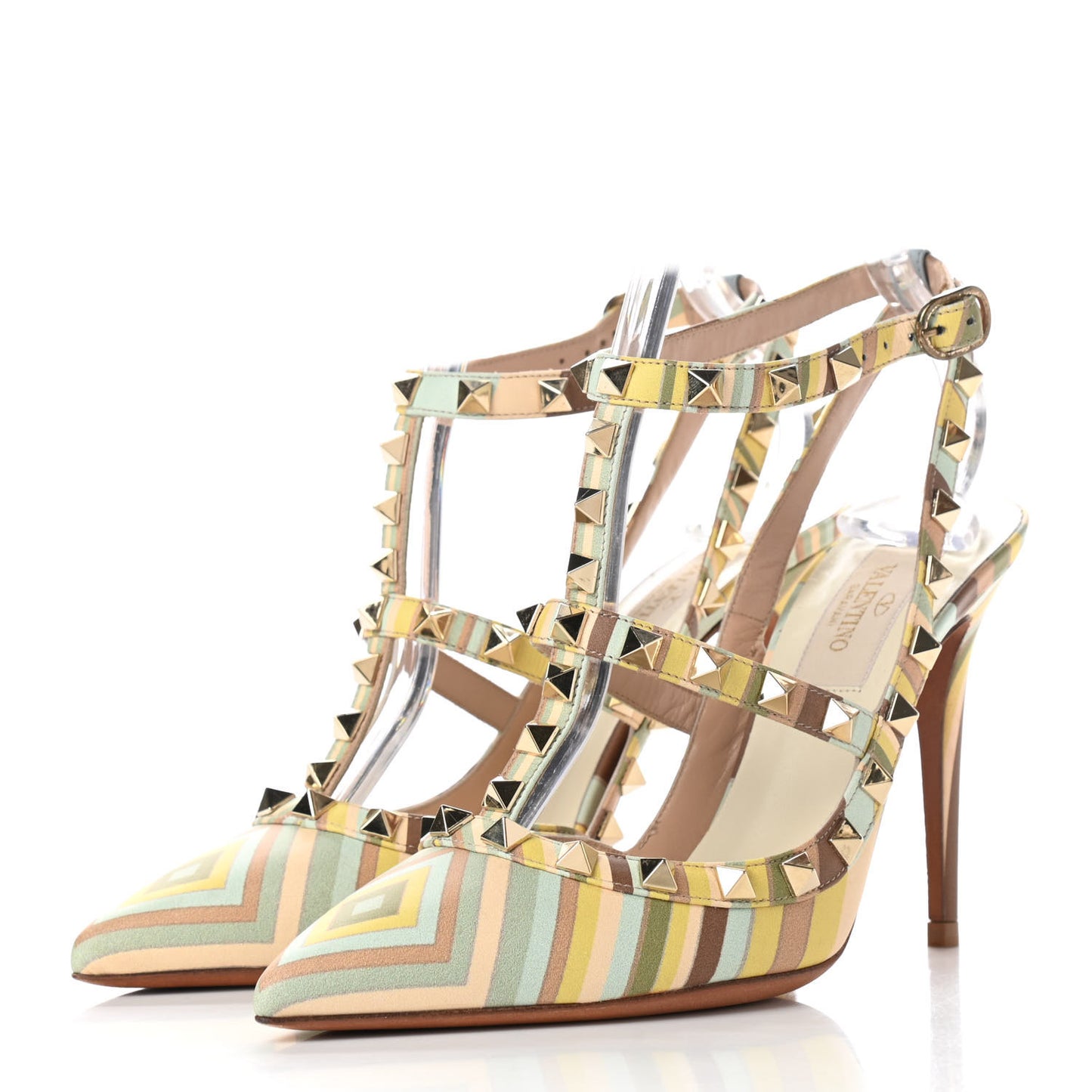 Nappa Native Couture 1975 Rockstud Ankle Strap Pumps 36 Multicolor