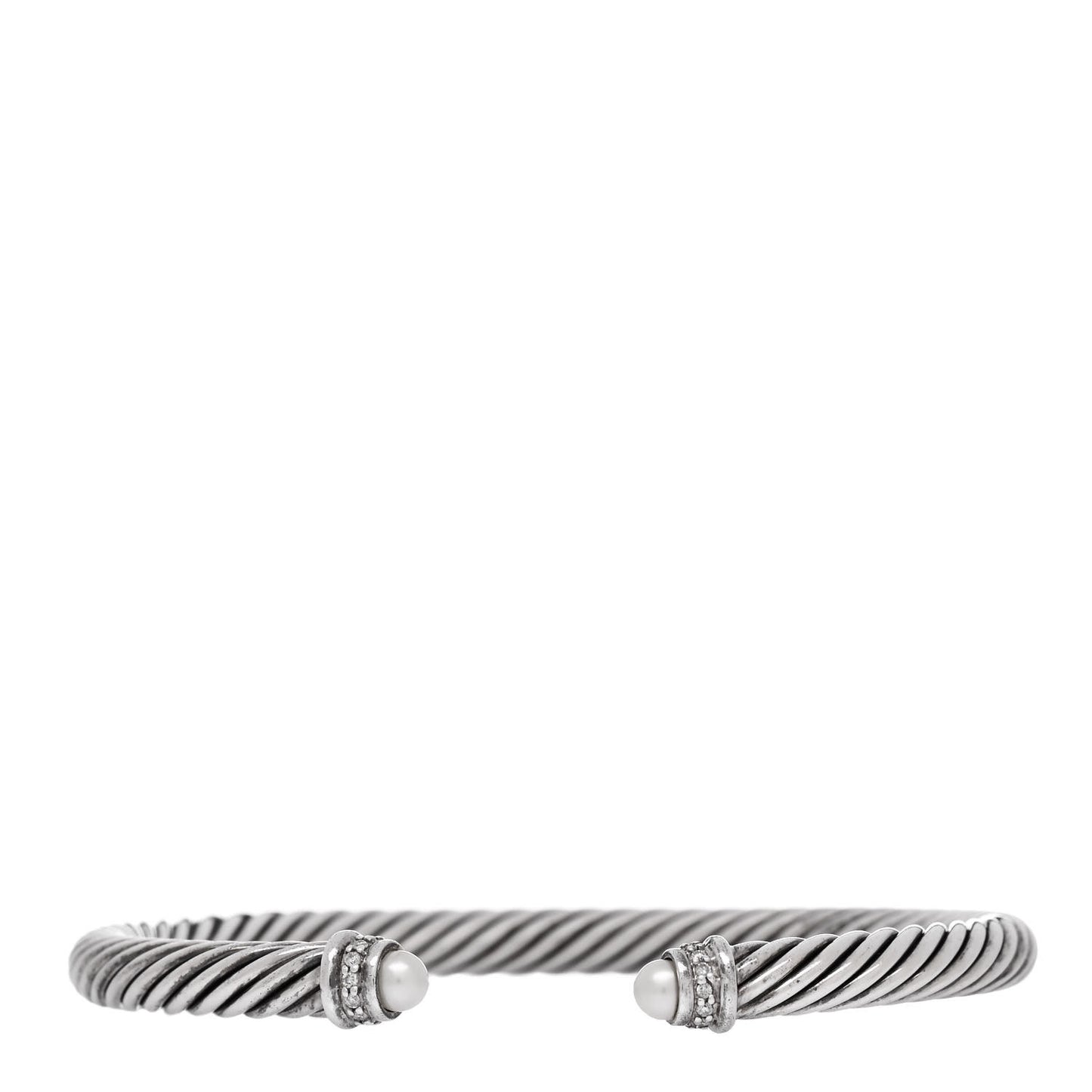 Sterling Silver Diamond Pearl 5mm Cable Classics Bracelet