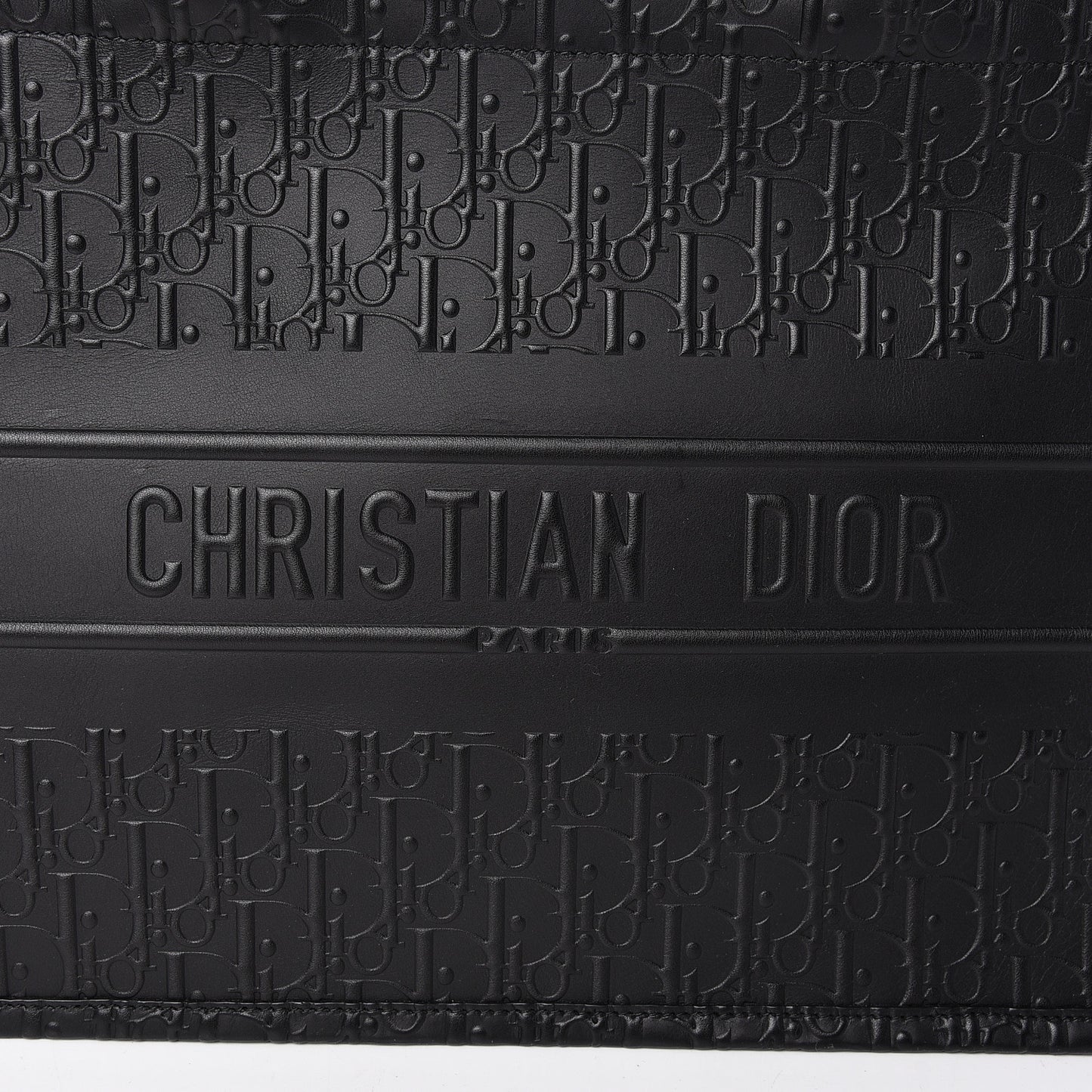 Oblique Calfskin Embossed Medium Book Tote Black