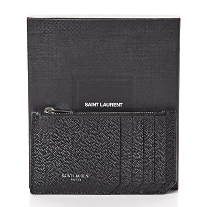 Saint Laurent Grained Calfskin 5 Fragments Zip Pouch Card Holder Black 14 of 14